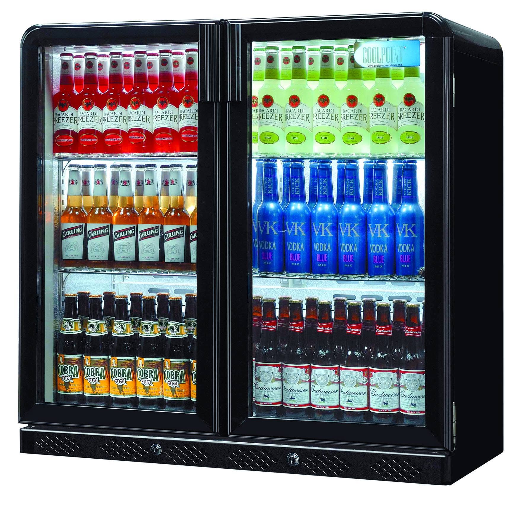 Silver Coolpoint refrigerated double-door drinks cabinet
