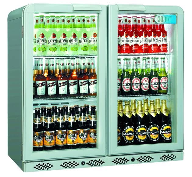 Coolpoint silver double-door refrigerated drinks display